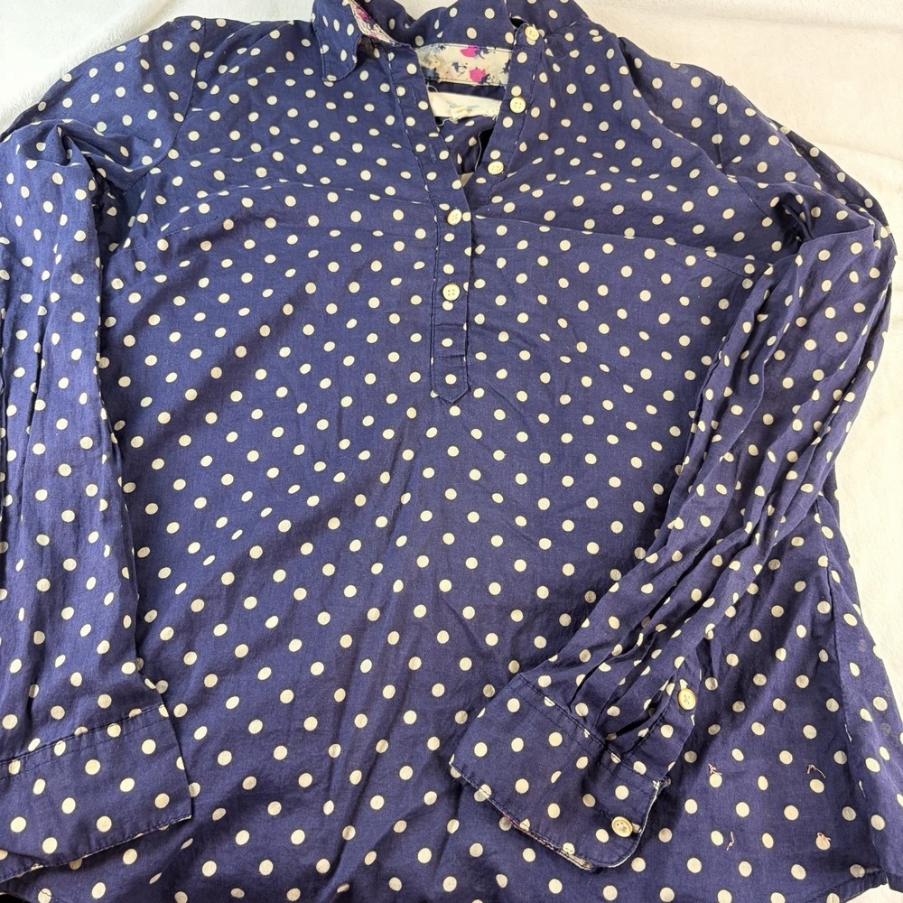 Birds of Paradis Trovata Polka Dot Popover Blouse S Lace Back Destination Brazil